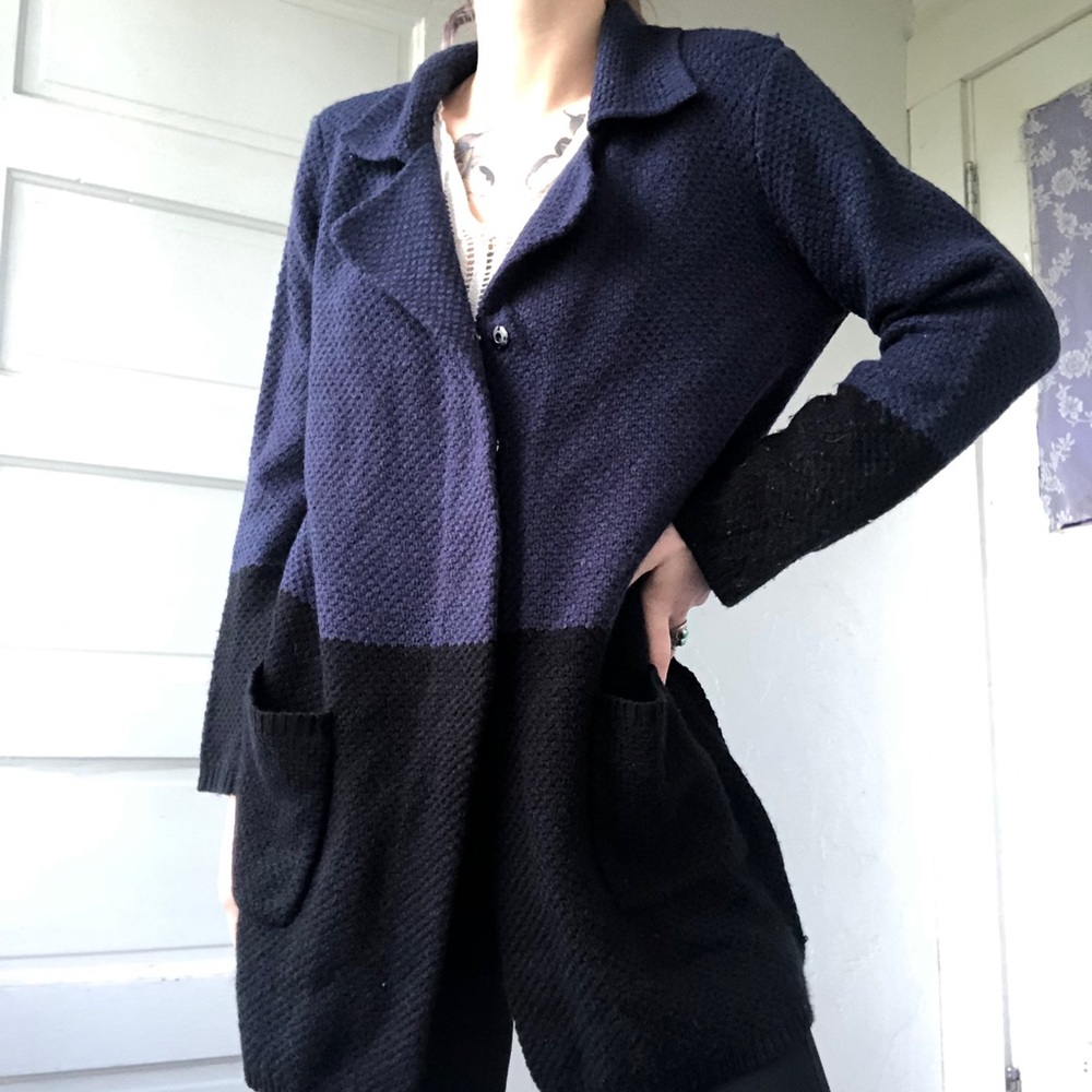 Knit Pea Coat Button Up Coat
